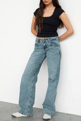 Solid Stretch Straight Leg Jeans