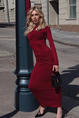 Elegant Ruched Maxi Work Dress