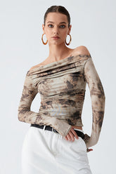 Abstract Print Off Shoulder Blouse