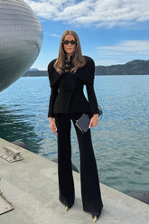 Chic Black Waist Defined Blazer