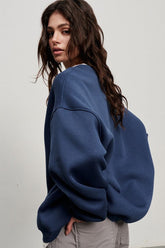 Solid Oversized Crew Neck Sweatshirt