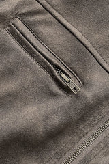Fitted Brown Suede Leather Jacket