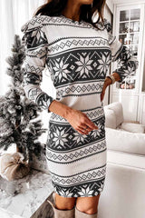 Florcoo Stitching Flower Picture Modern Double V-Neck Midi Dress Dresses