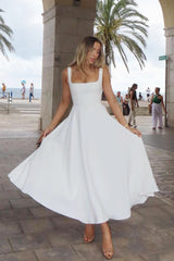 Simple Sleeveless Square Neck Work Dress