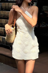 Halter Backless Bodycon 3D Floral Dress