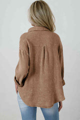 Blouse Textured With Buttons Clothes
