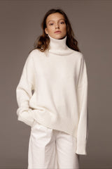 Relaxed Ribbed Turtleneck Knit Sweater