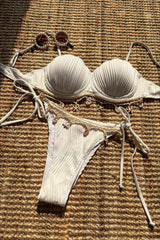 Solid Shell Petal Structured Bikini Set