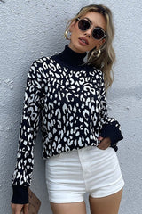 High Neck Jacquard Pullover Sweater