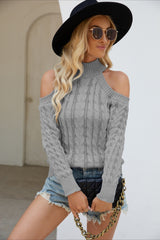 Elegant Cable Mock Neck Sweater
