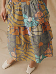 Multicolor Botanical Print Midi Dress