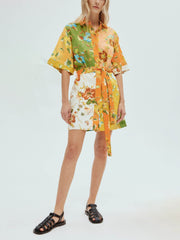 Unique Contrasting Floral Charming Print Mini Dress Dresses