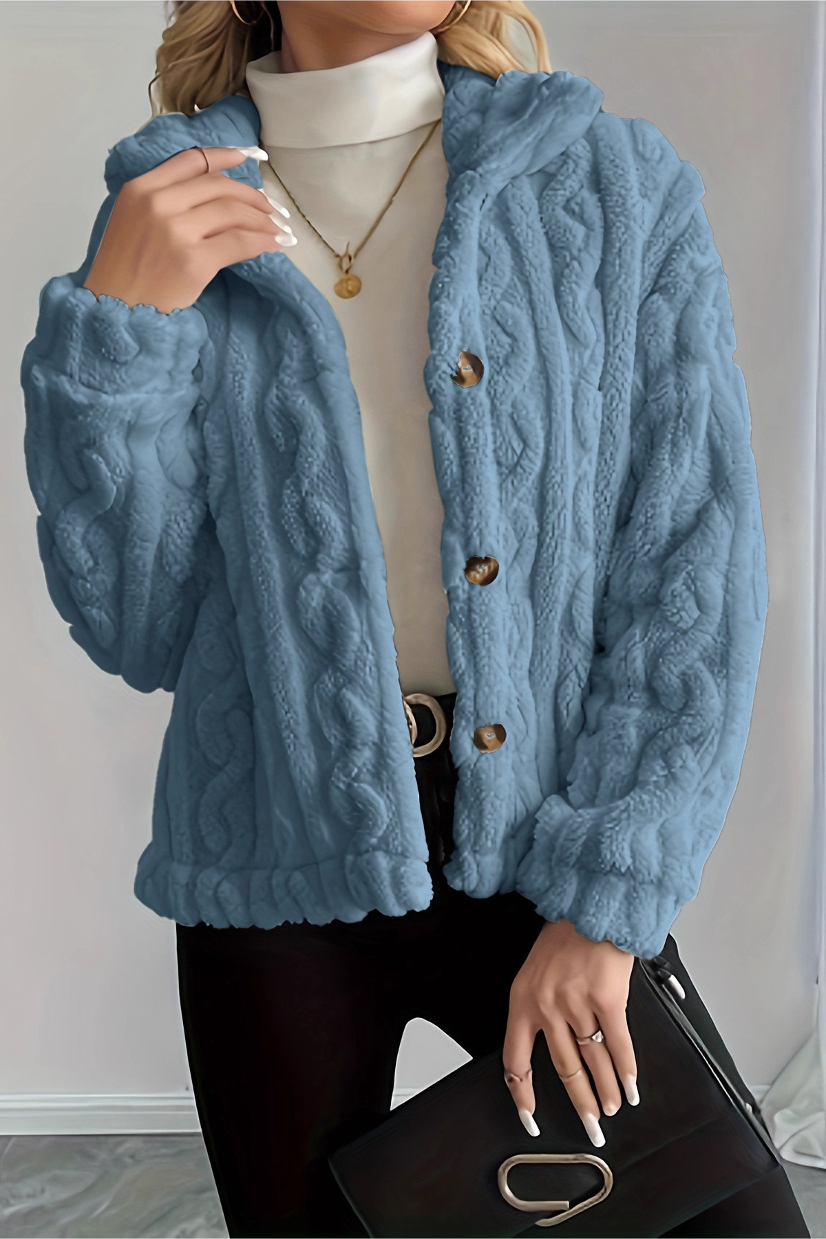 Double Fleece Cable Knit Soft Plush Warm Christmas Outerwear