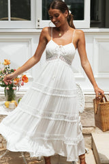 Ruffled Strap A-Line Flared Boho Dress