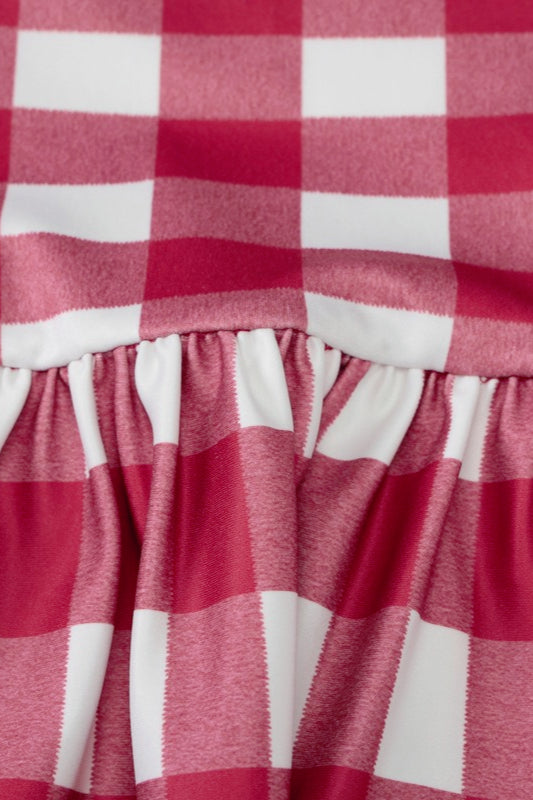 Red Plaid Halter Slip Dress