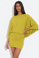 Chic Back Deep V Cowl Neck Loose Mini Dress