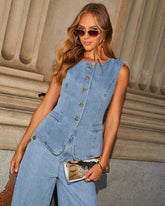 Frenzy Denim Vest - Blue