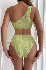Textured Patchwork Cutout One Piece Swimwear