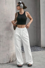 Patchwork Stripe High Waist Straight Pants