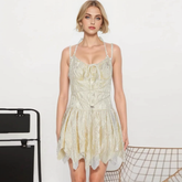 Julia Fashion - Halter Tie Sexy Short Skirt Irregular Velvet Mini Dress