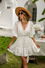Lace Panel Batwing Sleeve Boho Dress