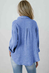 Blouse Textured With Buttons Clothes