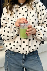 Polka Dot Hooded Cropped Coat