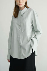 Cotton Bow Tie Collar Blouse