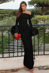 Off Shoulder Puff Sleeve Maxi Dress