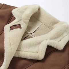 Fashion Lamb Woolen Spliced Warm Coat For Women Vintage Side Buttons Lapel Full Sleeve Jackets Lady Autumn Winter Thick Outwear