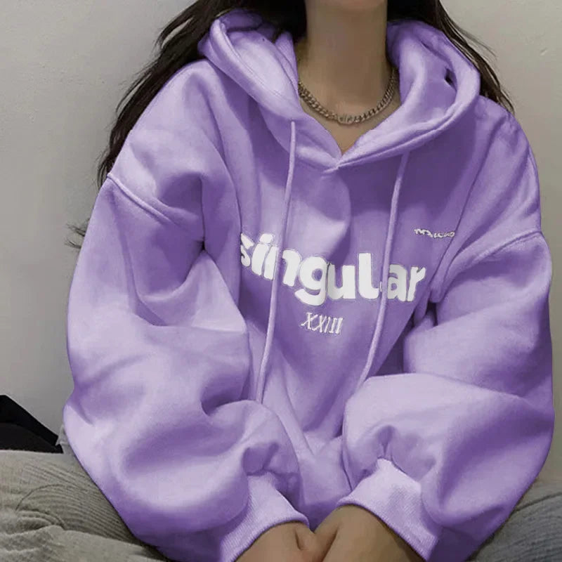 Vintage Fleece Oversized Letter Print Hoodie
