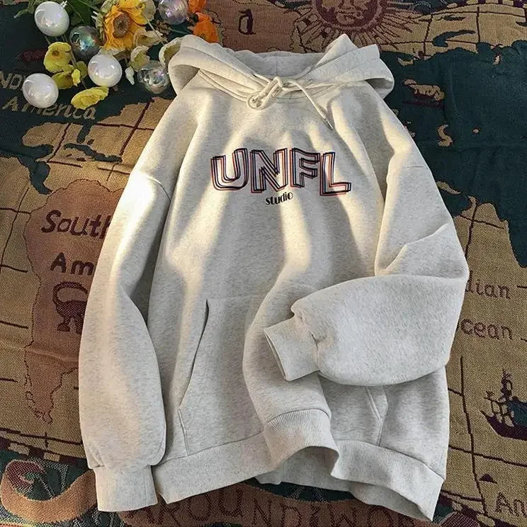 Thickened Vintage Casual Orange Long Sleeve Hoodie