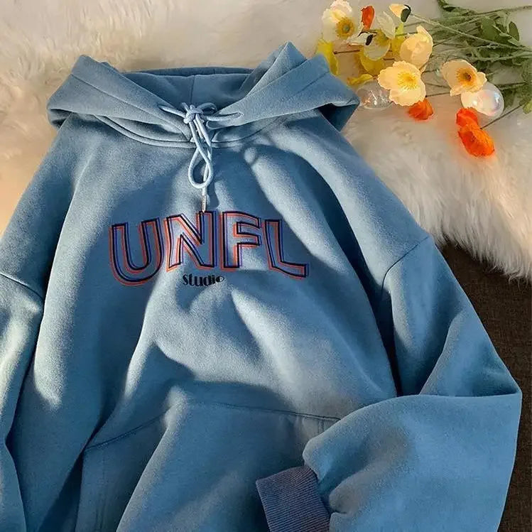 Thickened Vintage Casual Orange Long Sleeve Hoodie