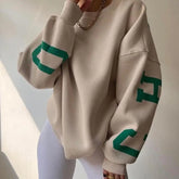 Autumn Leisure Women's Long-sleeved Crew-neck Printed Oversized Hoody