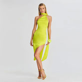 Dress Backless Skinny Sheath Scarf Dress Midi Dress for Girls