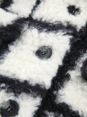 Checkered Button Graceful Sherpa Jacket Fleece Jackets
