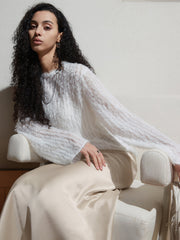 Effortlessly Split Graceful Long Sleeve Blouse Blouses