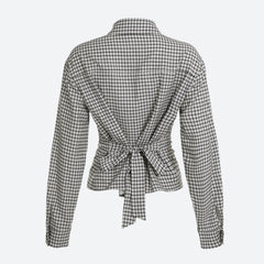Back Tie Plaid Shirt