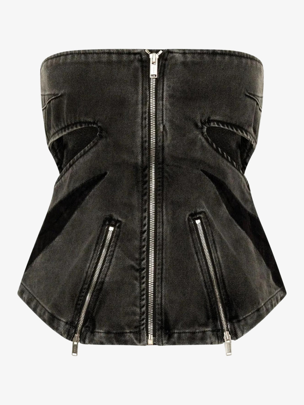 Black Denim Tube Top & Patch Jeans Two Piece Set