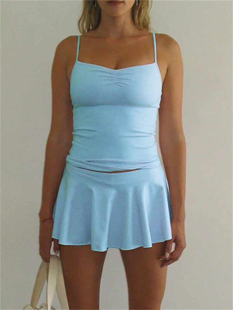 JuliaFashion - Slim Fit Sleeveless Strap V-neck Camis Vest Tops Suits