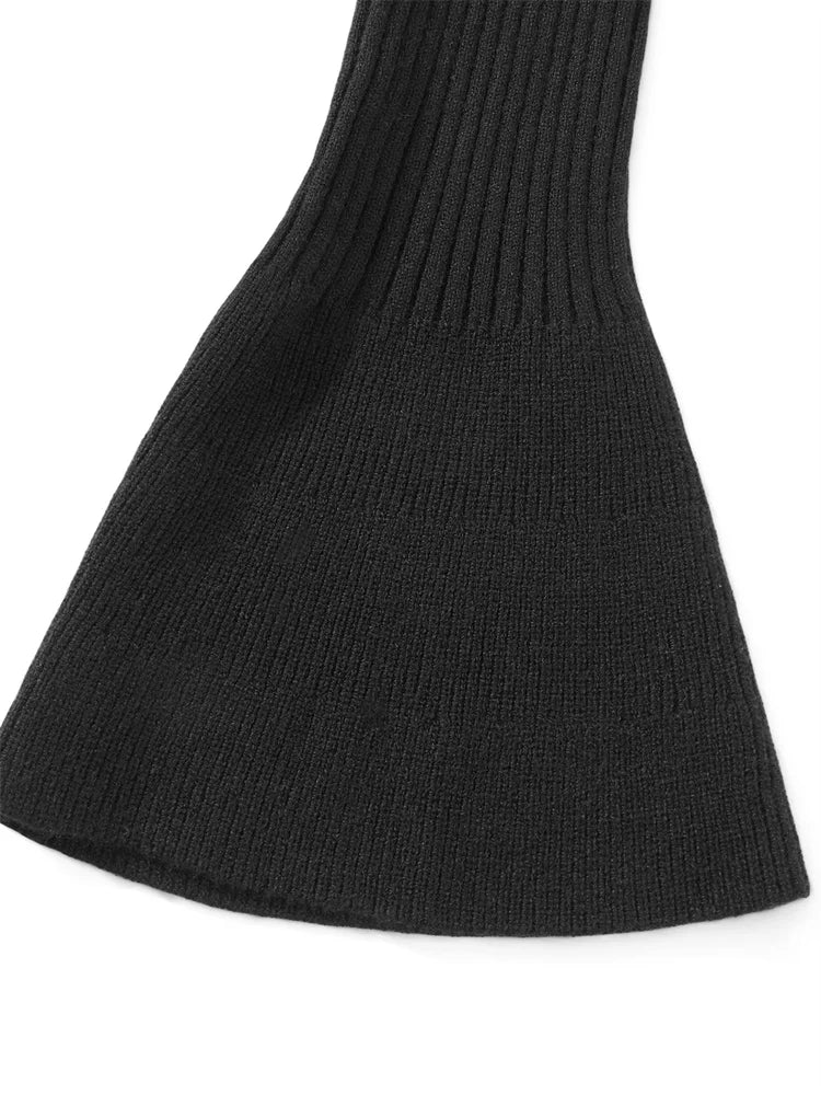 JuliaFashion - Fashion V-Neck Knitted Solid Color Ribbed Long Flare Sleeve Slim Buttons Up Cardigan Sweater