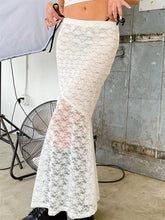 JuliaFashion - Retro Y2K Fairy Long Vintage Lace Floral Mesh Sheer See Through Bow Tie Up Beachwear Skirts