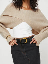 JuliaFashion - Cropped Solid Criss-Cross Long Sleeve Pullovers Knitwear Winter Fall Warm Sweater