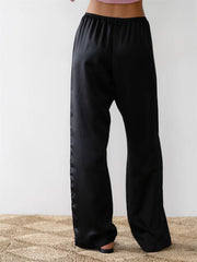 Solid Color Lounge Elastic Waist Pull-On Pant pant-250223