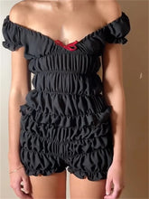 Pleated Tie-Front Short Sleeve Shorts Two Piece Set