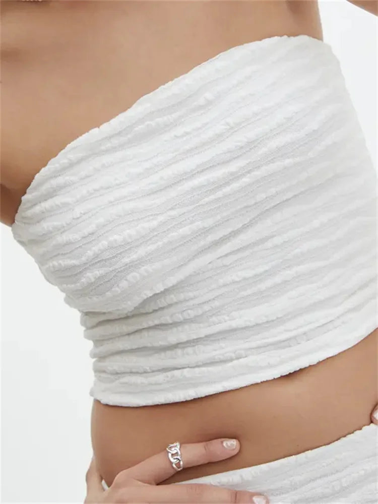 JuliaFashion - Strapless Off Shoulder Tube Tops Long Skirts Streetwear Suits