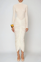 Cesarina High Neck Ruch Midi Dress