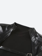 Cyberpunk Faux Leather Crop Jacket