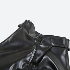 Cyberpunk Faux Leather Zip Up Top