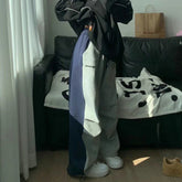 Y2K Patchwork Sweatpants Oversized Pants black / S